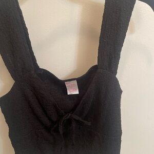 Black Textured Sleeveless Top